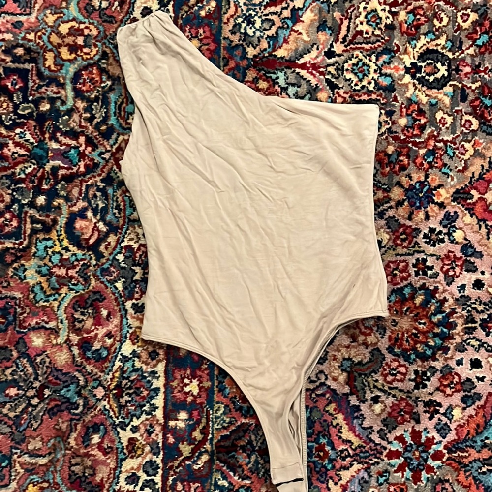 One Shoulder Beige Body Suit